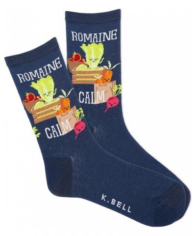 Women's Fun Food & Drink Crew Socks-1 Pairs-Cool & Cute Pop Culture Novelty Gifts Romaine Calm (Blue Grey) $7.26 Socks