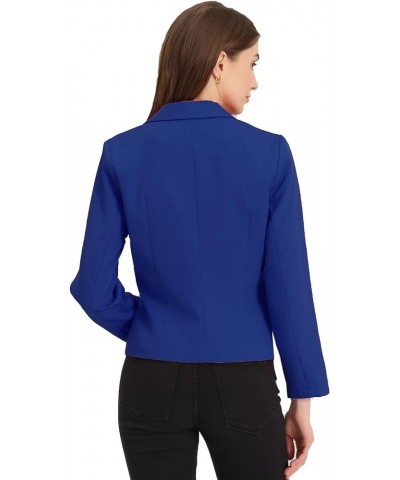 Women's Open Front Office Work Business Casual Crop Suit Blazer Jacket Royal Blue-solid $18.90 Blazers