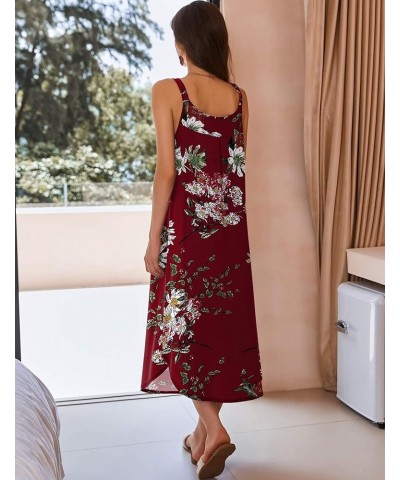 Women's Sleeveless Long Nightgown Full Slip Soft Nightshirt Sleep Dress Chemise Sleepwear Lounge Dresses Pattern15-floral $10...