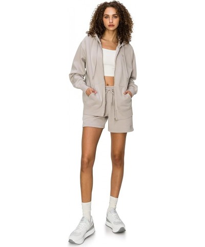 Women's Premium Cloud Fleece SweatShorts - Drawstring Elastic Waist Soft Cozy Casual Shorts Light Taupe $18.40 Activewear