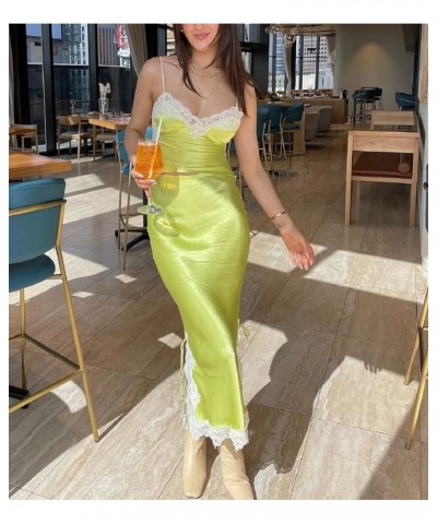 Women Y2k Low Cut 2 Piece Maxi Skirt Set strapless tube crop top and High Waist Bodycon Slit Long Skirt Club Outfits W-green ...