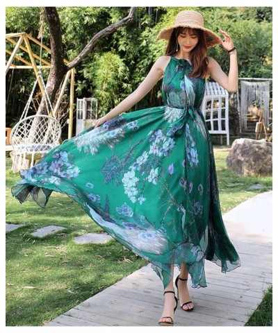 Women's Chiffon Floral Holiday Beach Bridesmaid Maxi Dress Sundress Turquoise Floral $21.60 Dresses