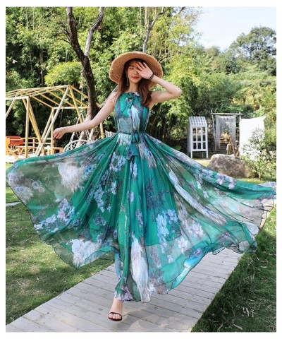 Women's Chiffon Floral Holiday Beach Bridesmaid Maxi Dress Sundress Turquoise Floral $21.60 Dresses