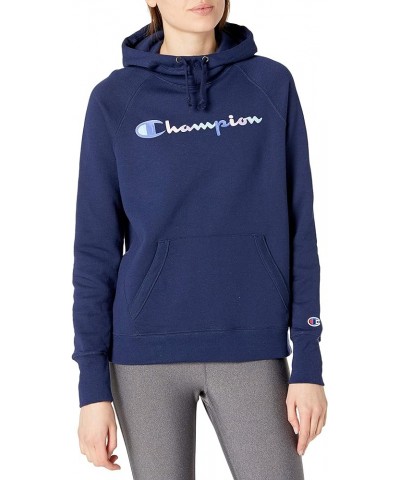 Women's Powerblend Fleece Hoodie, Full Script Athletic Navy-586417 $14.70 Activewear