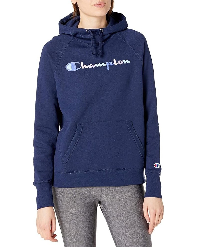 Women's Powerblend Fleece Hoodie, Full Script Athletic Navy-586417 $14.70 Activewear