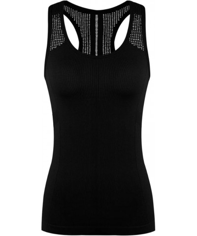 Yoga Tops for Women Cute Workout Tank Tops Activerwear Racerback Laser Cut Tank Running Sports Shirts Black $10.99 Activewear