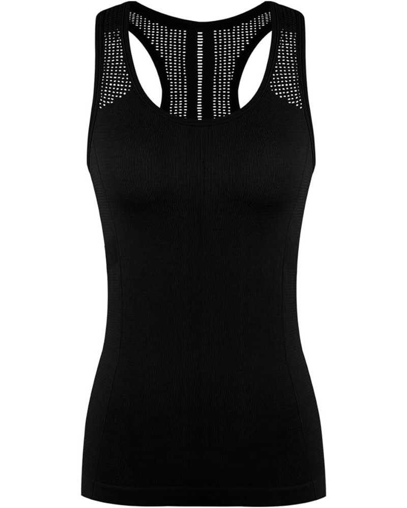 Yoga Tops for Women Cute Workout Tank Tops Activerwear Racerback Laser Cut Tank Running Sports Shirts Black $10.99 Activewear