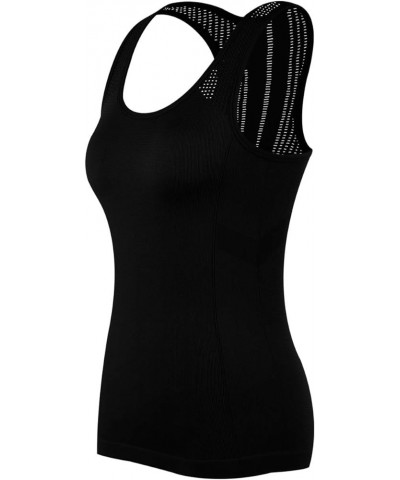 Yoga Tops for Women Cute Workout Tank Tops Activerwear Racerback Laser Cut Tank Running Sports Shirts Black $10.99 Activewear