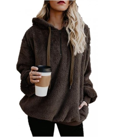 Hoodies for Women, Womens Oversized Sherpa Pullover Hoodie Fuzzy Fleece Sweatshirt Tops Fluffy Coat with Pockets Z01-brown $1...