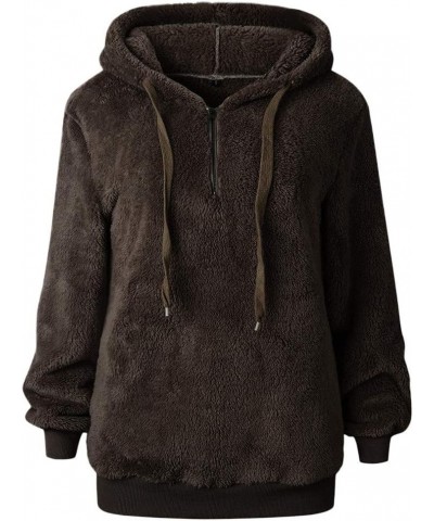 Hoodies for Women, Womens Oversized Sherpa Pullover Hoodie Fuzzy Fleece Sweatshirt Tops Fluffy Coat with Pockets Z01-brown $1...