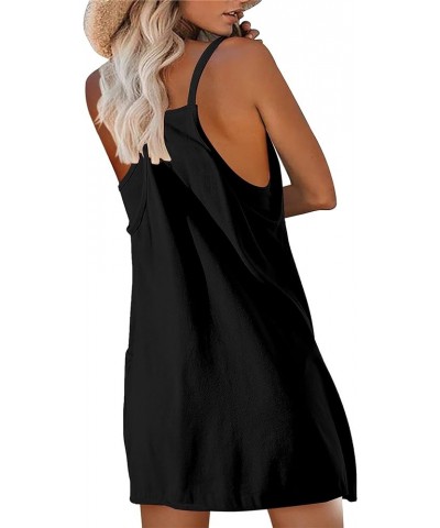 Women Athletic Mini Dresses Built-in Shorts Set Summer Sleeveless Sundress Hot Shot Mini Dress Black $12.79 Dresses