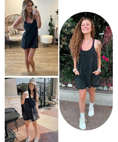 Women Athletic Mini Dresses Built-in Shorts Set Summer Sleeveless Sundress Hot Shot Mini Dress Black $12.79 Dresses