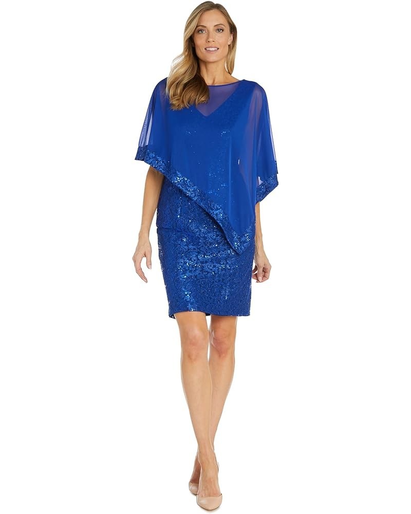 Womens Lace Cape Two Piece Dress Royal $32.73 Dresses