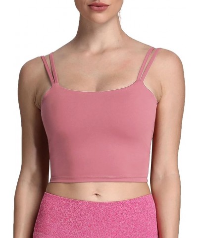 Women's Workout Sports Bras Fitness Padded Backless Yoga Crop Tank Top Twist Back Cami Pink $17.27 Lingerie