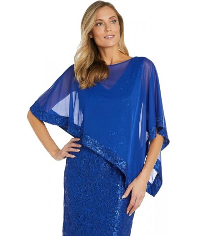 Womens Lace Cape Two Piece Dress Royal $32.73 Dresses