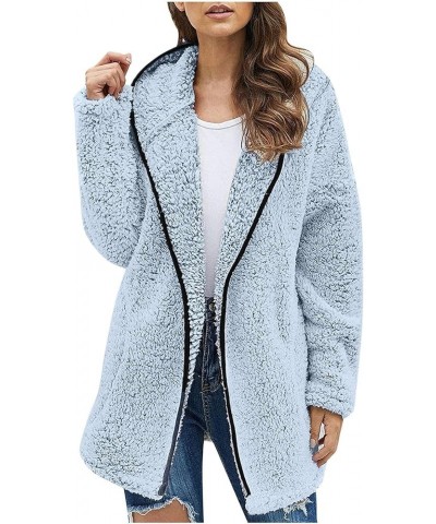 Womens Winter Coats Fleece Sherpa Jacket Fuzzy Lightweight Open Front Cardigan Comfy Hoodie Warm Clothes Outerwear A-blue $9....