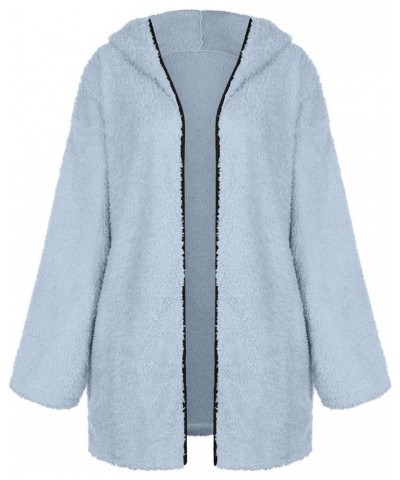 Womens Winter Coats Fleece Sherpa Jacket Fuzzy Lightweight Open Front Cardigan Comfy Hoodie Warm Clothes Outerwear A-blue $9....