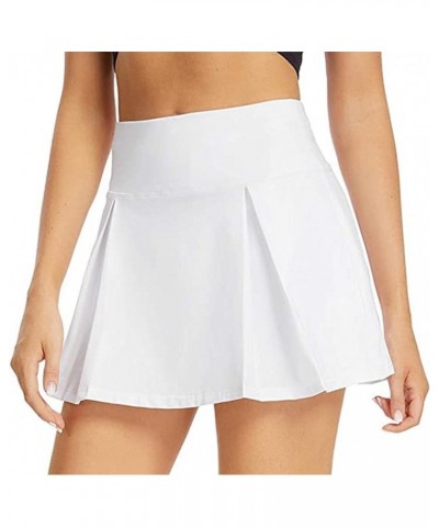 Womens Summer Athletic Lining Short Skirt High Waist Layered Tummy Control Workout Yoga Tennis Skirt with Pocket Legging D47-...