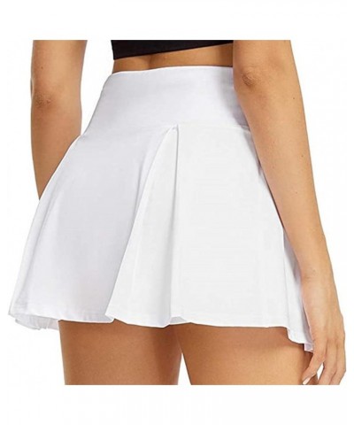 Womens Summer Athletic Lining Short Skirt High Waist Layered Tummy Control Workout Yoga Tennis Skirt with Pocket Legging D47-...