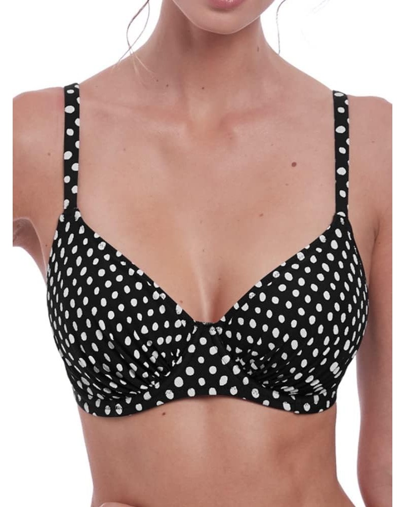 Santa Monica Gathered Full Cup Underwire Bikini Top (6720) Black/White $21.62 Swimsuits