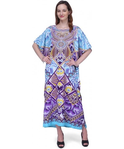 Women Kaftan Tunic Kimono Free Size Long Maxi Party Dress for Loungewear Holidays Nightwear Dresses One Size, 103-Purple 132-...