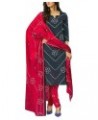 100% Cotton Bandhani Printed Salwar Kameez Suit with Cotton Dupatta Navy Blue $26.79 Dresses