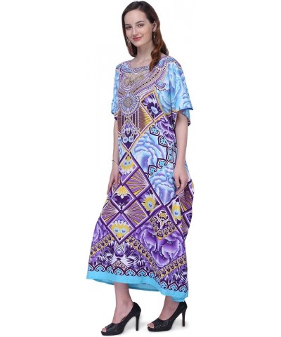 Women Kaftan Tunic Kimono Free Size Long Maxi Party Dress for Loungewear Holidays Nightwear Dresses One Size, 103-Purple 132-...