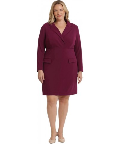 Women's Long Sleeve Tuxedo Dress Wear to Work Sld Cloud Crp - Plum Caspia $65.57 Dresses