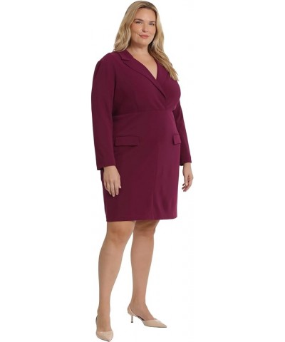 Women's Long Sleeve Tuxedo Dress Wear to Work Sld Cloud Crp - Plum Caspia $65.57 Dresses