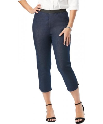 Women's Plus Size Curved Hem Crop Stretch Jeans Capri Pants Indigo $15.74 Jeans