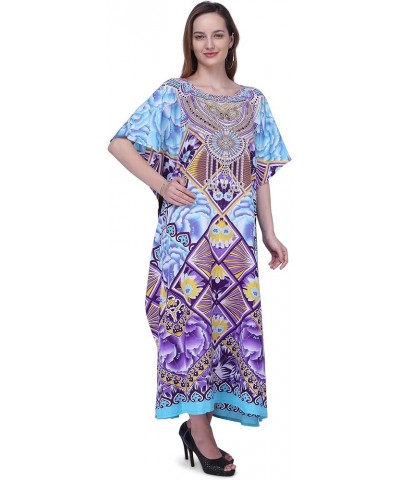 Women Kaftan Tunic Kimono Free Size Long Maxi Party Dress for Loungewear Holidays Nightwear Dresses One Size, 103-Purple 132-...