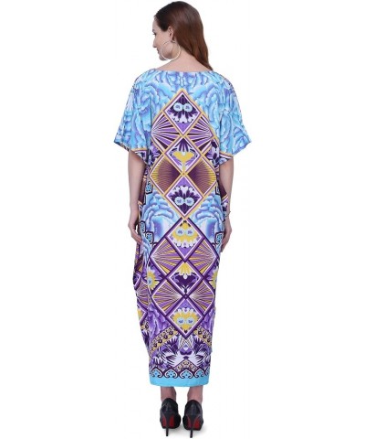 Women Kaftan Tunic Kimono Free Size Long Maxi Party Dress for Loungewear Holidays Nightwear Dresses One Size, 103-Purple 132-...