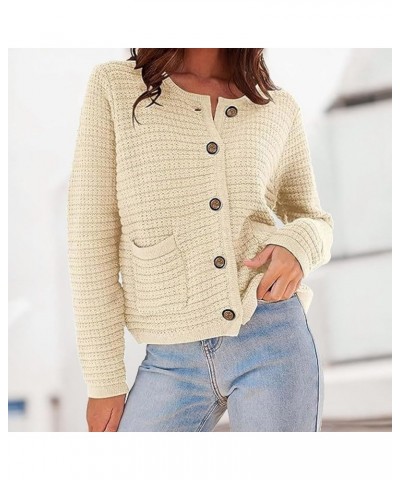 Cropped Cardigans for Women Chunky Knit Button Down Sweater Coat Casual Solid Color Long Sleeve Open Front Cardigan Outerwear...