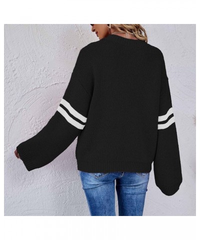 Women's Winter Graphic Knitted Sweater Tops Heart Print Long Sleeve Crewneck Pullovers Y2K Sweater Fashion Cute Tops Black,02...