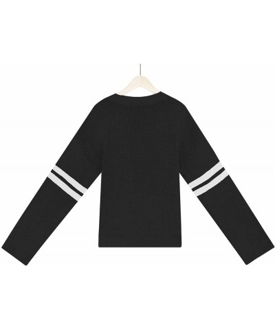 Women's Winter Graphic Knitted Sweater Tops Heart Print Long Sleeve Crewneck Pullovers Y2K Sweater Fashion Cute Tops Black,02...