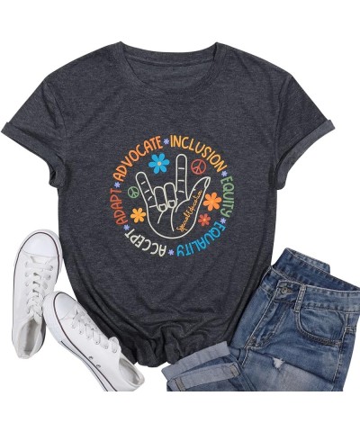 Autism Awareness Shirt Women Special Education Teacher T-Shirt Inspirational Graphic Tee Casual Top Dark Grey $12.59 T-Shirts