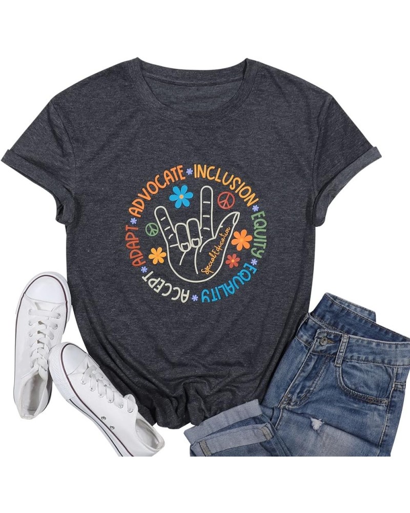 Autism Awareness Shirt Women Special Education Teacher T-Shirt Inspirational Graphic Tee Casual Top Dark Grey $12.59 T-Shirts