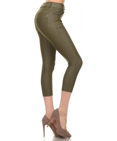 Women's Basic Capri Jeggings Army $12.11 Leggings