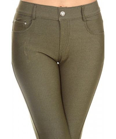 Women's Basic Capri Jeggings Army $12.11 Leggings