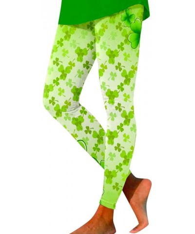 St Patricks Day Leggings Women High Waisted Green Shamrock Workout Pants Tummy Control Casual Irish Funny Yoga Pants D - Yell...