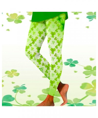 St Patricks Day Leggings Women High Waisted Green Shamrock Workout Pants Tummy Control Casual Irish Funny Yoga Pants D - Yell...