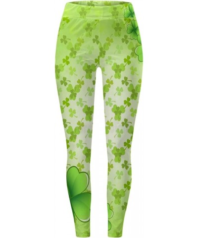 St Patricks Day Leggings Women High Waisted Green Shamrock Workout Pants Tummy Control Casual Irish Funny Yoga Pants D - Yell...