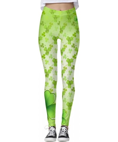 St Patricks Day Leggings Women High Waisted Green Shamrock Workout Pants Tummy Control Casual Irish Funny Yoga Pants D - Yell...