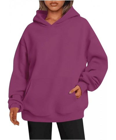 Womens Oversized Sweatshirts Fleece Hoodies Long Sleeve Shirts Pullover Fall Clothes With Pocket Bulk Hoodies for Purple $10....