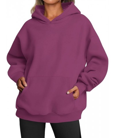 Womens Oversized Sweatshirts Fleece Hoodies Long Sleeve Shirts Pullover Fall Clothes With Pocket Bulk Hoodies for Purple $10....