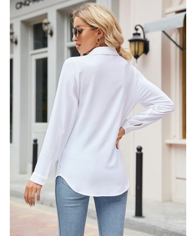 Women's Button Down Shirts V Neck Dress Shirts for Women Long Sleeve Office Casual Business Plain Blouses Tops White $8.40 Bl...