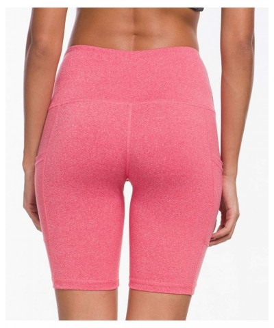 High Waist Out Pocket Yoga Short Tummy Control Workout Running 4 Way Stretch Yoga Leggings Wine Red Snow Dot $13.15 Activewear