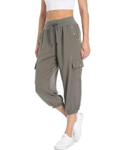 Women's Loose Cropped Capris Cargo Joggers Pants Harem Sweatpants Stylish Soft Casual with Pockets Light Green $19.20 Pants