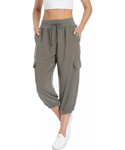 Women's Loose Cropped Capris Cargo Joggers Pants Harem Sweatpants Stylish Soft Casual with Pockets Light Green $19.20 Pants