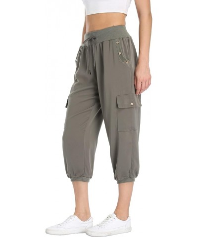 Women's Loose Cropped Capris Cargo Joggers Pants Harem Sweatpants Stylish Soft Casual with Pockets Light Green $19.20 Pants